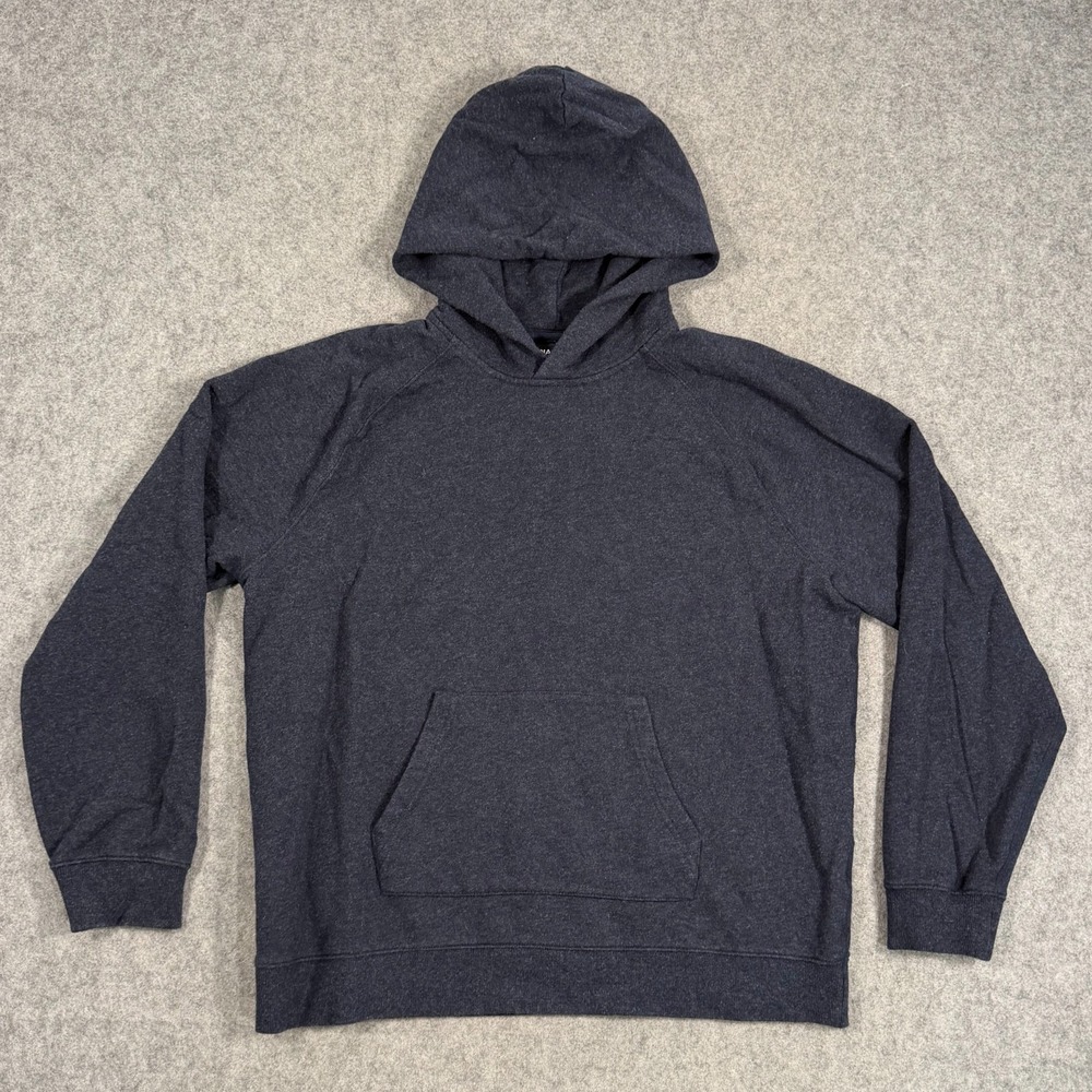 Naadam Navy Blue Cotton Cashmere‎ Pullover Hoodie Sweatshirt Men's Size Large